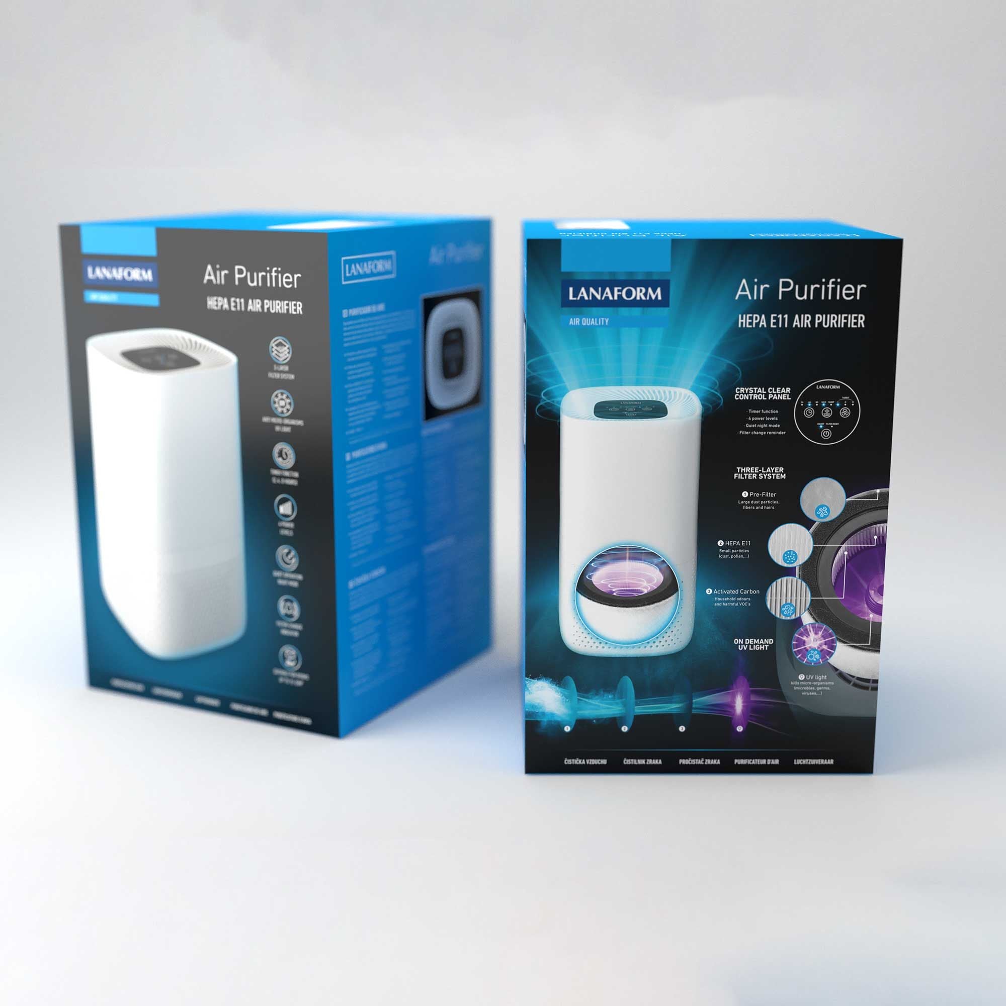 Lanaform Air Purifier – Kompakt luftrenare med HEPA-filter och jonisering