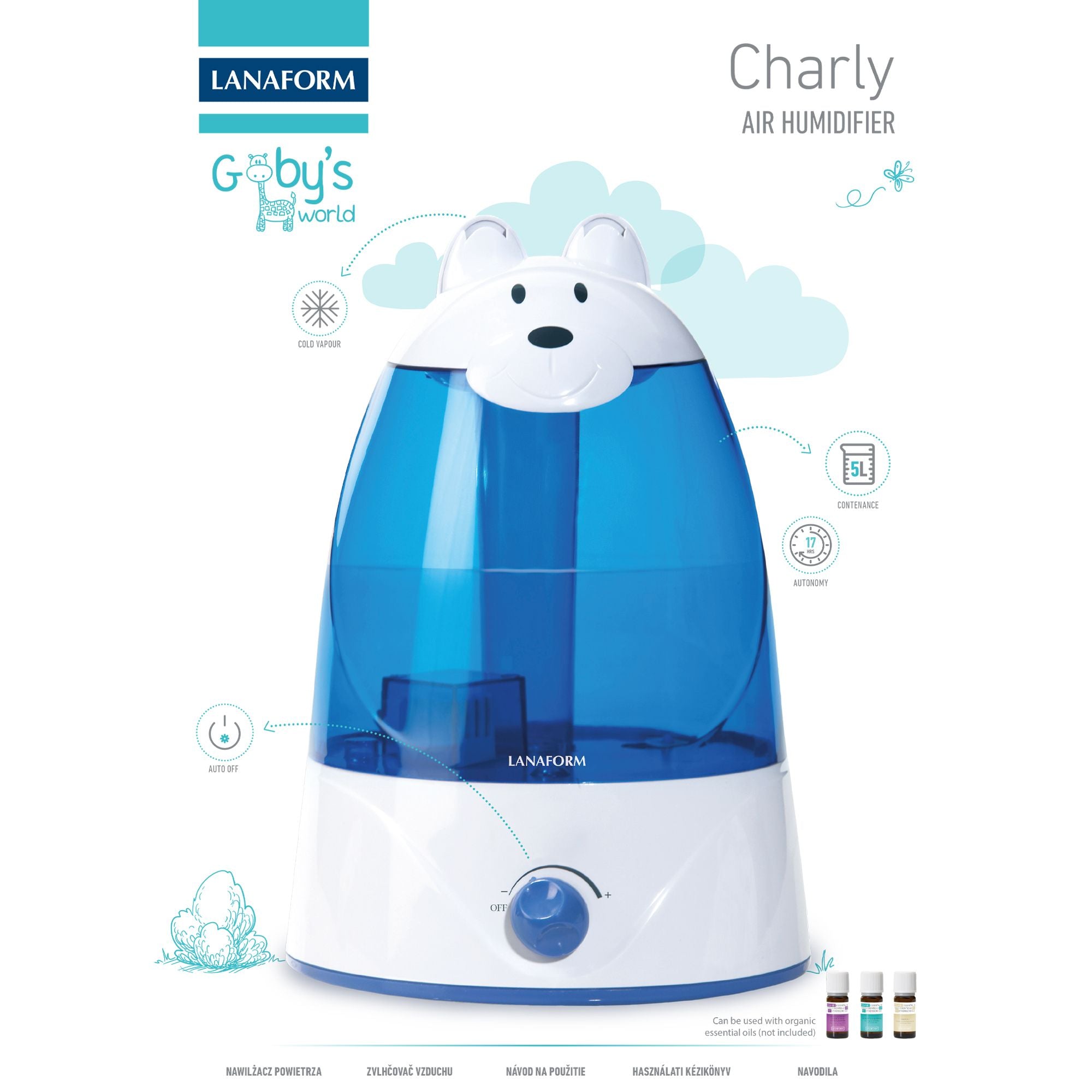 Lanaform Charly – Child-friendly humidifier with cool mist and cute teddy bear design