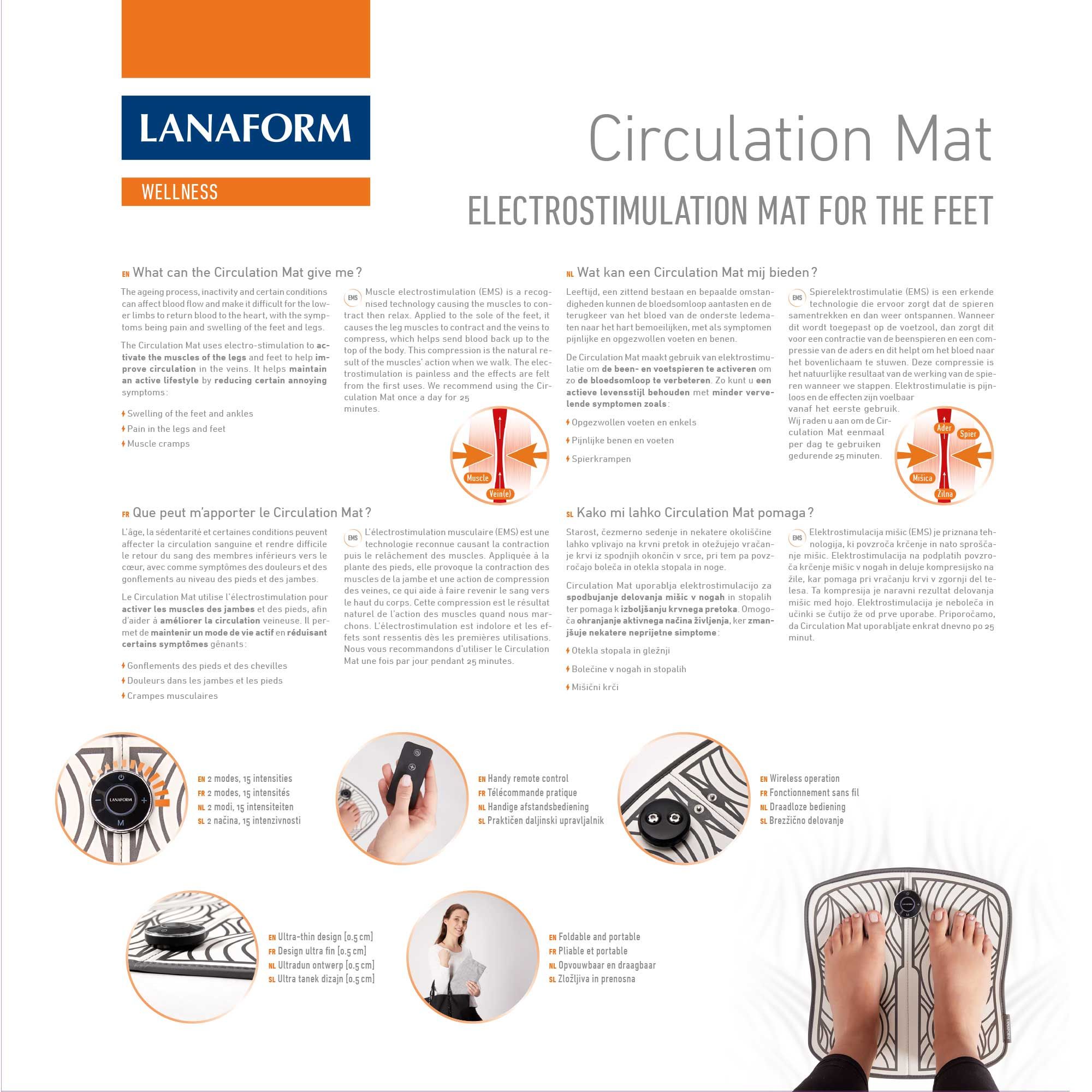Lanaform Circulation Mat – EMS-matta för förbättrad blodcirkulation i ben och fötter