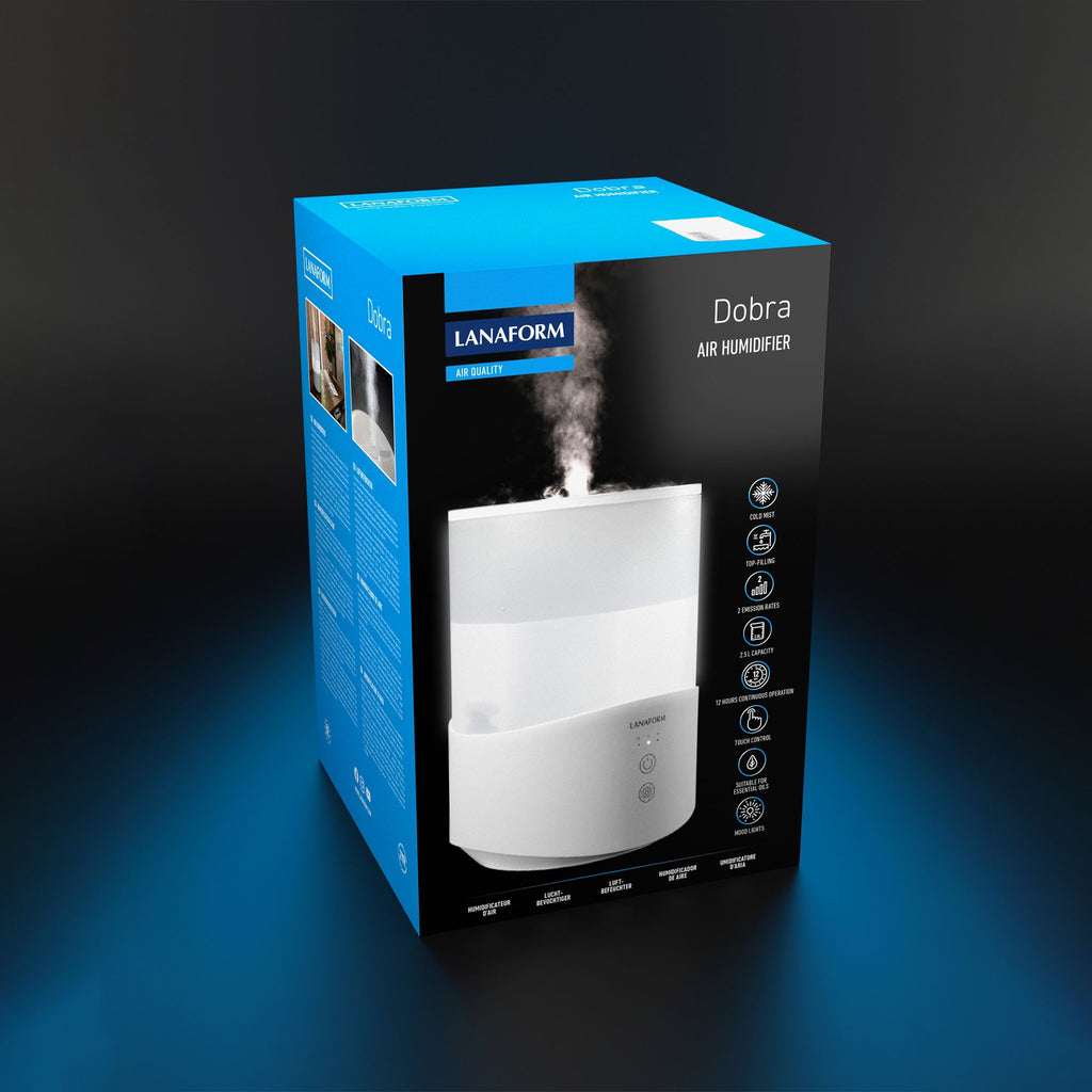 Lanaform Dobra – Luftfuktare med aromadiffuser och LED-ljus i elegant design
