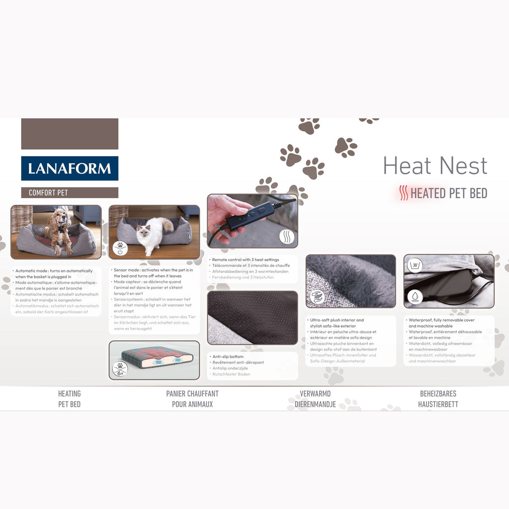 Lanaform Heat Nest – Uppvärmd husdjursbädd med avtagbart överdrag