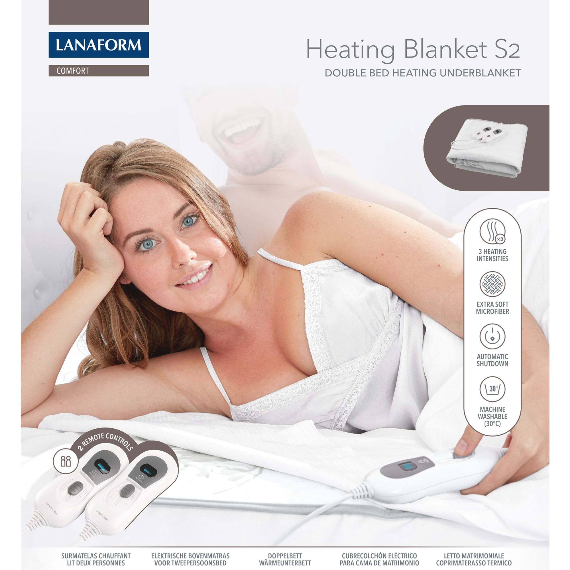 Lanaform Heating Blanket S2 – Elektriskt värmetäcke för dubbelsäng och två personer