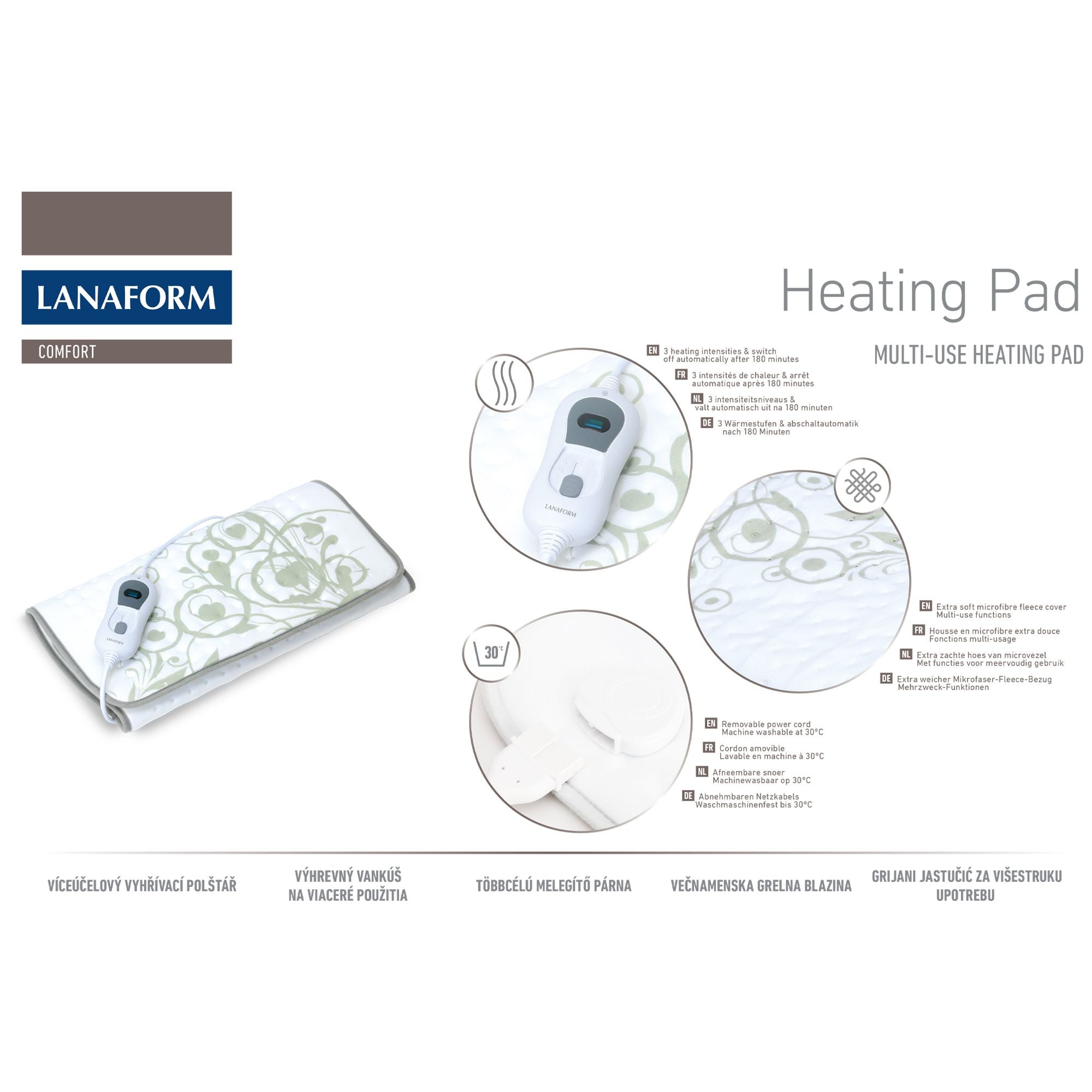 Lanaform Heating Pad – Elektrisk värmematta för hela kroppen, multifunktionell